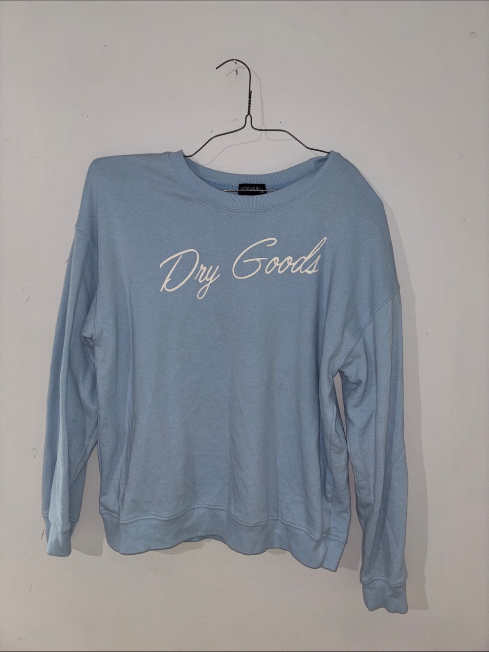 Dry Goods Powder Blue Pullover with White Script